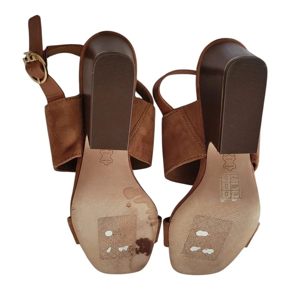 Tory Burch Women's Selby Block Heel Suede Sandals Size 9M